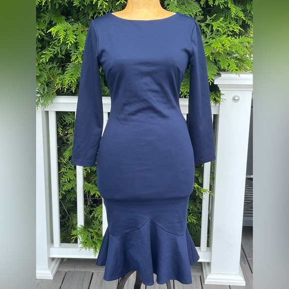 Vfshow; Navy Blue; Mermaid Style Long Sleeve Dress; Mint Condition; NWOT; Size S - Picture 1 of 9